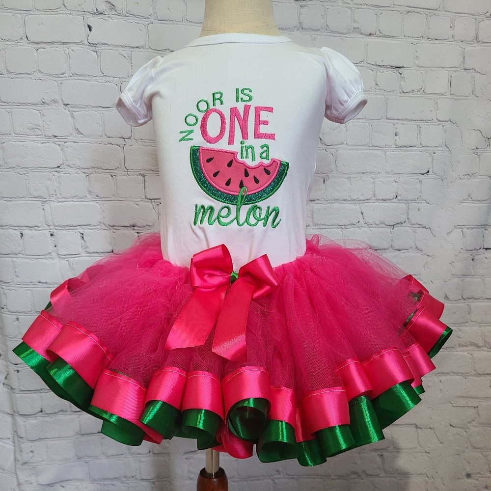 Girl personalized outfit ,embroidered shirt and handmade tulle and ribbon tutu
